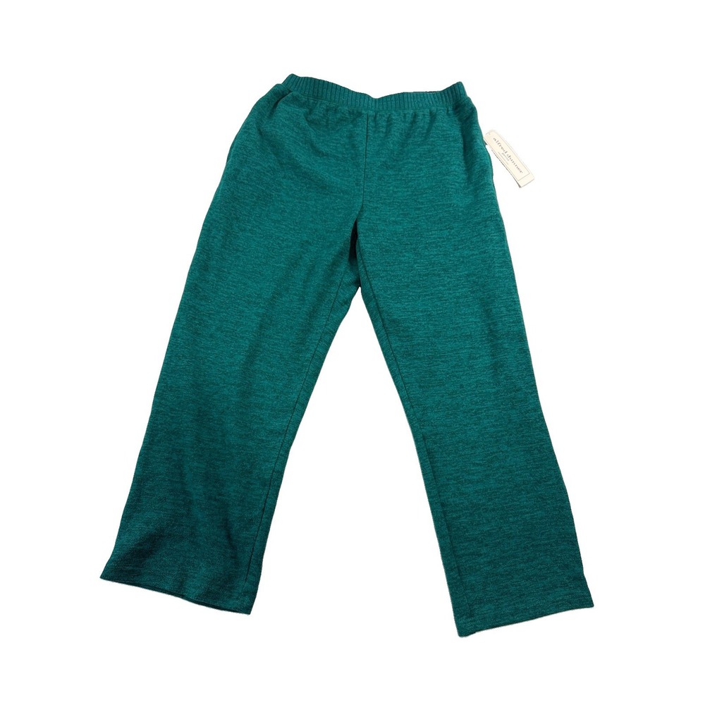 Alfred Dunner Womens Petite M Classic Fit Comfort Waist Knit Pants Green NEW